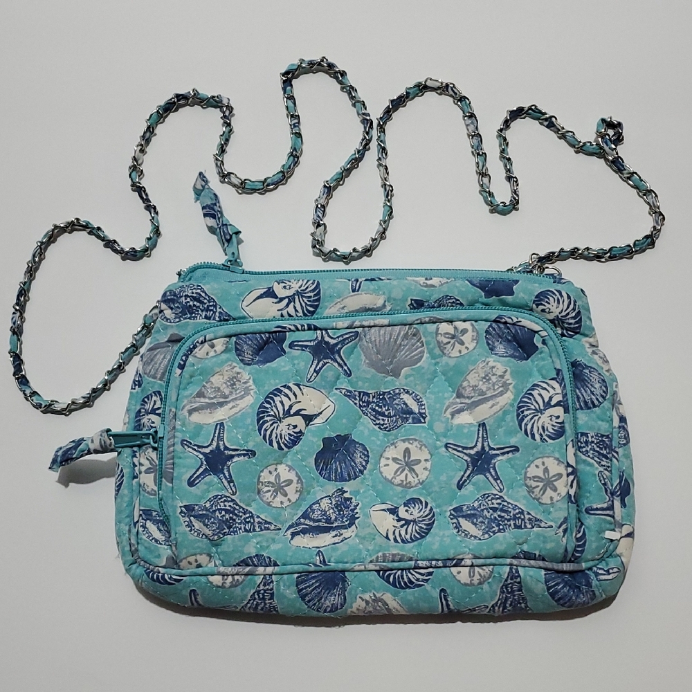 LAST CHANCE!! Shell Purse Beach Purse Starfish Blue Silver Chain Strap Crossbody